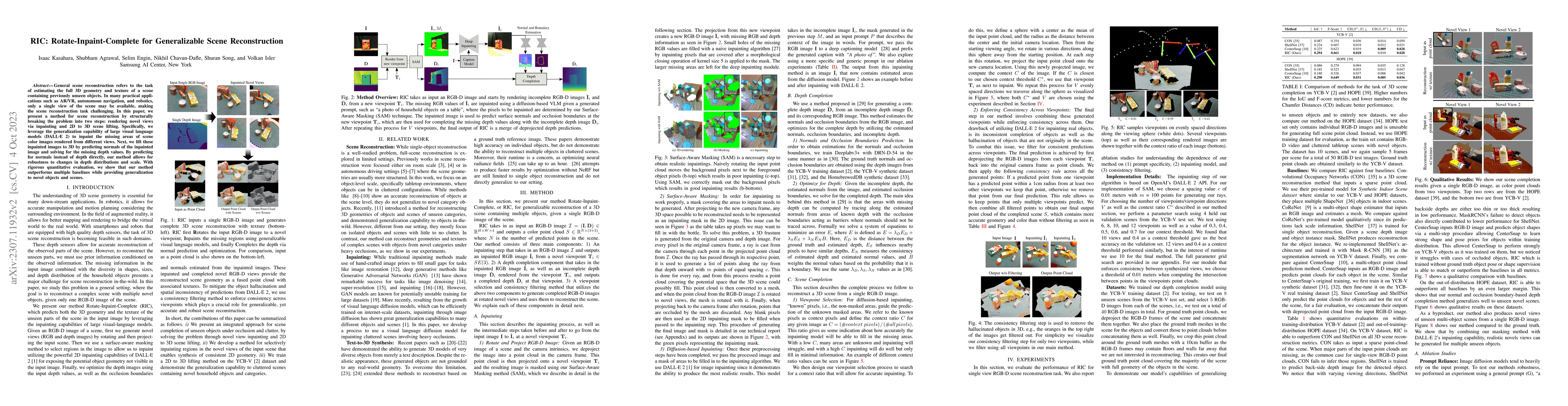 Thumbnail for RIC: Rotate-Inpaint-Complete for Generalizable Scene Reconstruction