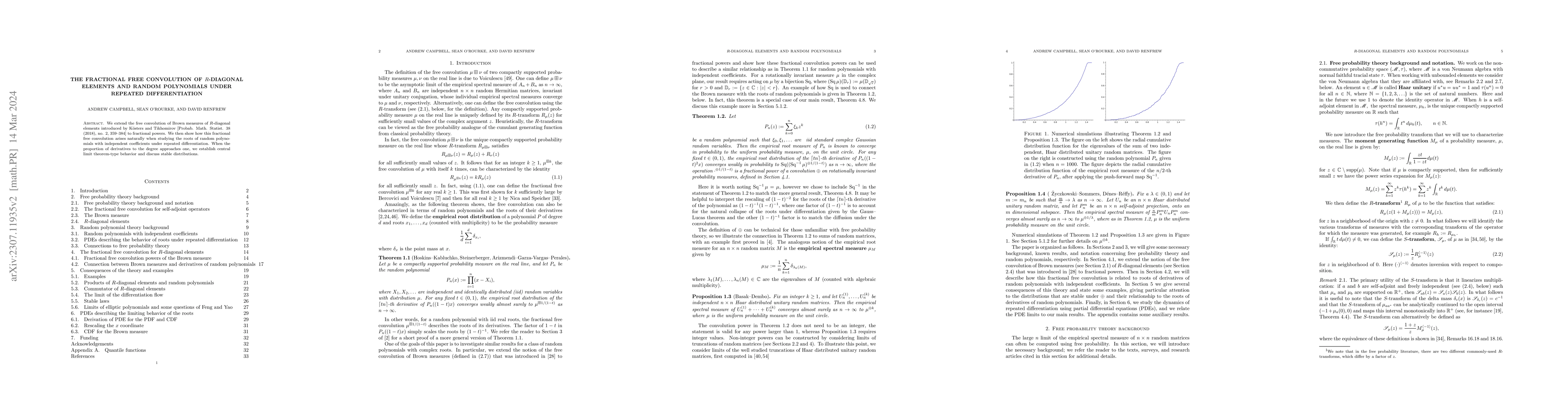 Thumbnail for The fractional free convolution of $R$-diagonal elements and random
  polynomials under repeated differentiation