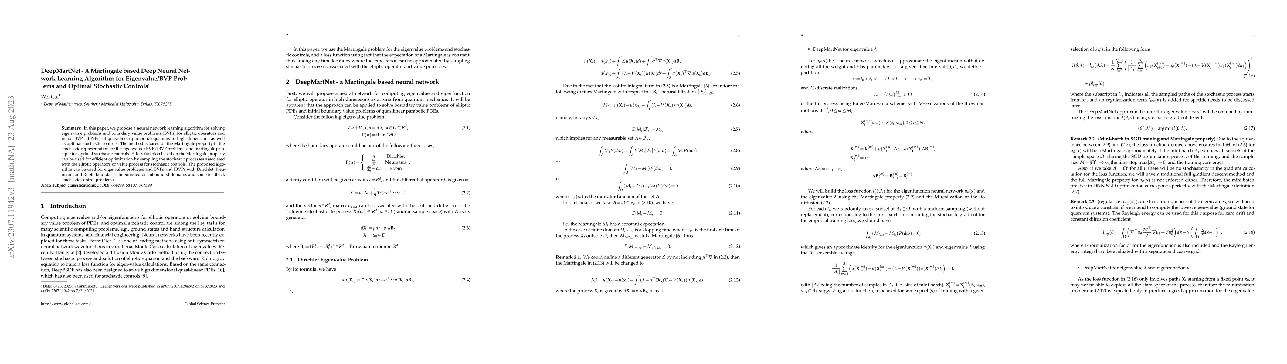 Thumbnail for DeepMartNet -- A Martingale based Deep Neural Network Learning Algorithm
  for Eigenvalue/BVP Problems and Optimal Stochastic Controls