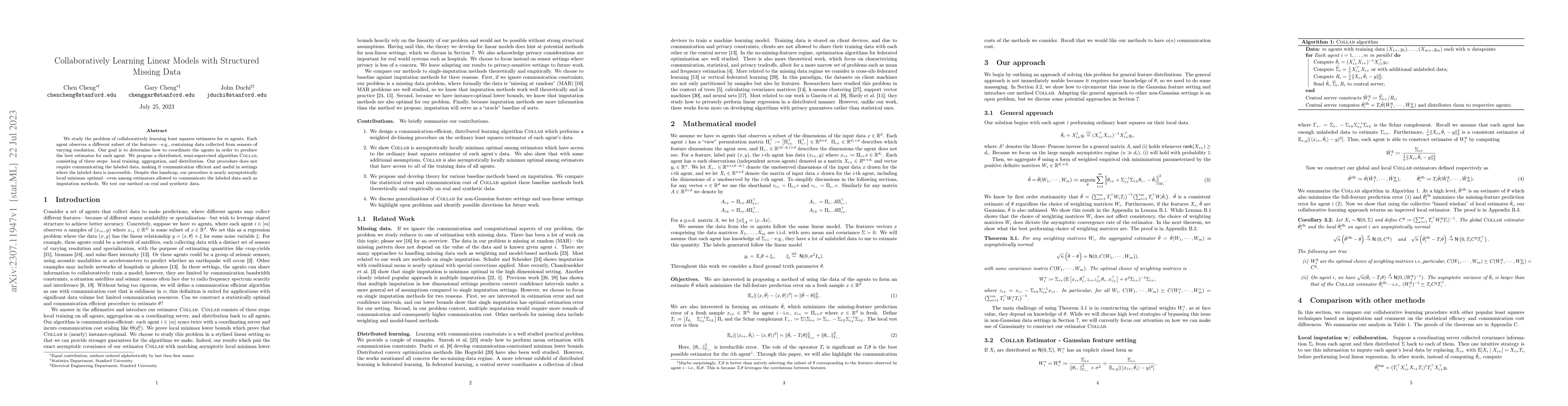 Thumbnail for Collaboratively Learning Linear Models with Structured Missing Data