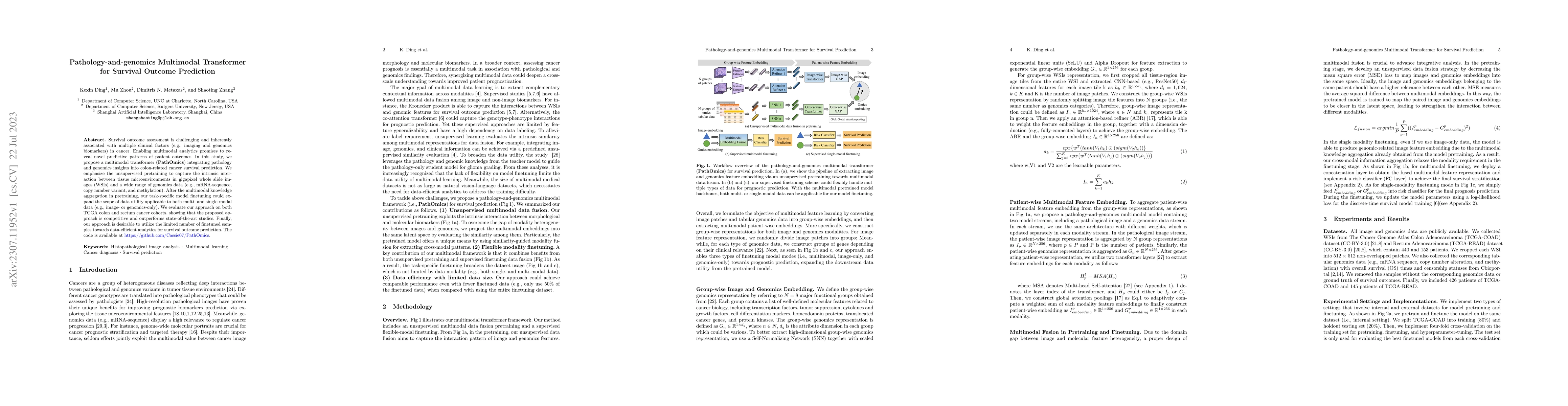 Thumbnail for Pathology-and-genomics Multimodal Transformer for Survival Outcome
  Prediction