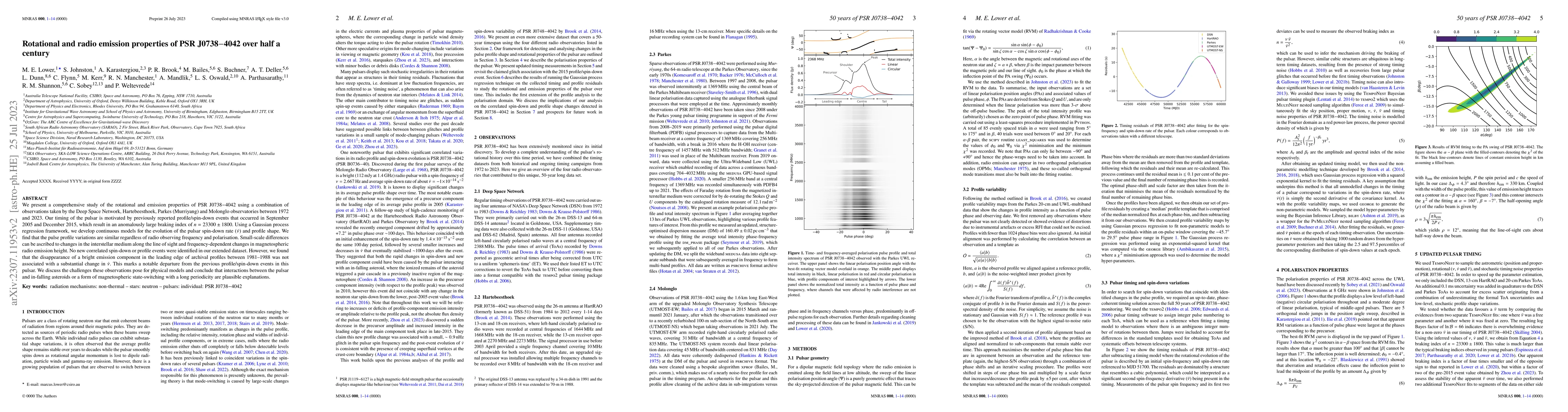 Thumbnail for Rotational and radio emission properties of PSR J0738-4042 over half a
  century