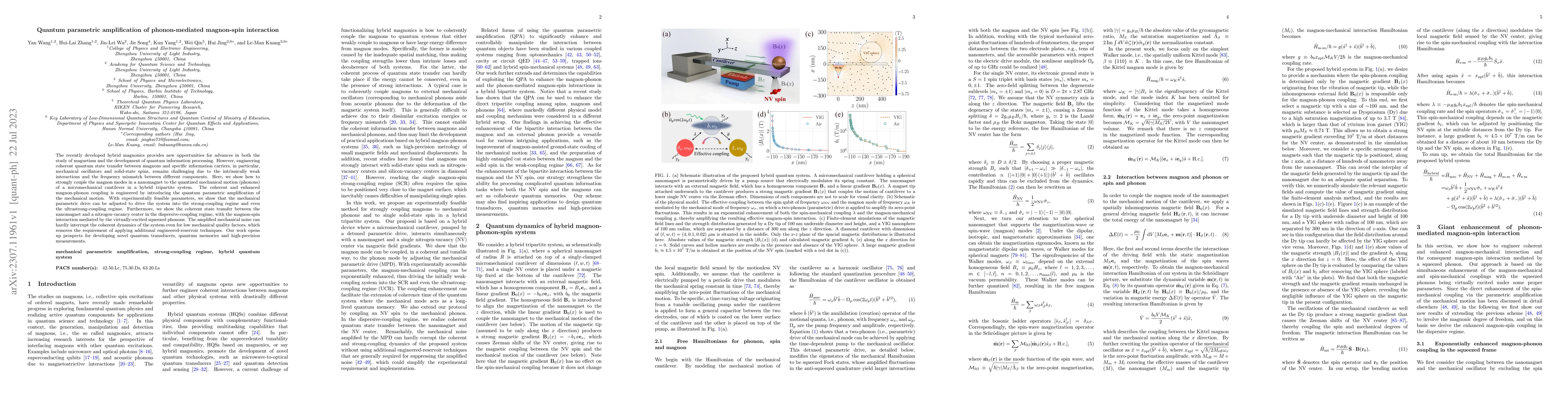 Thumbnail for Quantum parametric amplifiation of phonon-mediated magnon-spin
  interaction