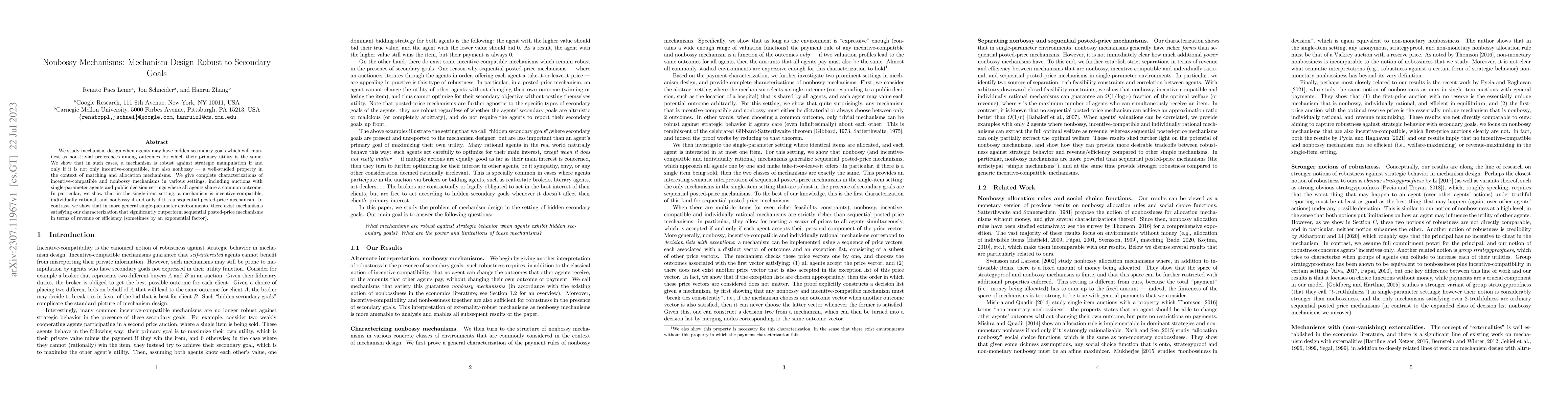 Thumbnail for Nonbossy Mechanisms: Mechanism Design Robust to Secondary Goals