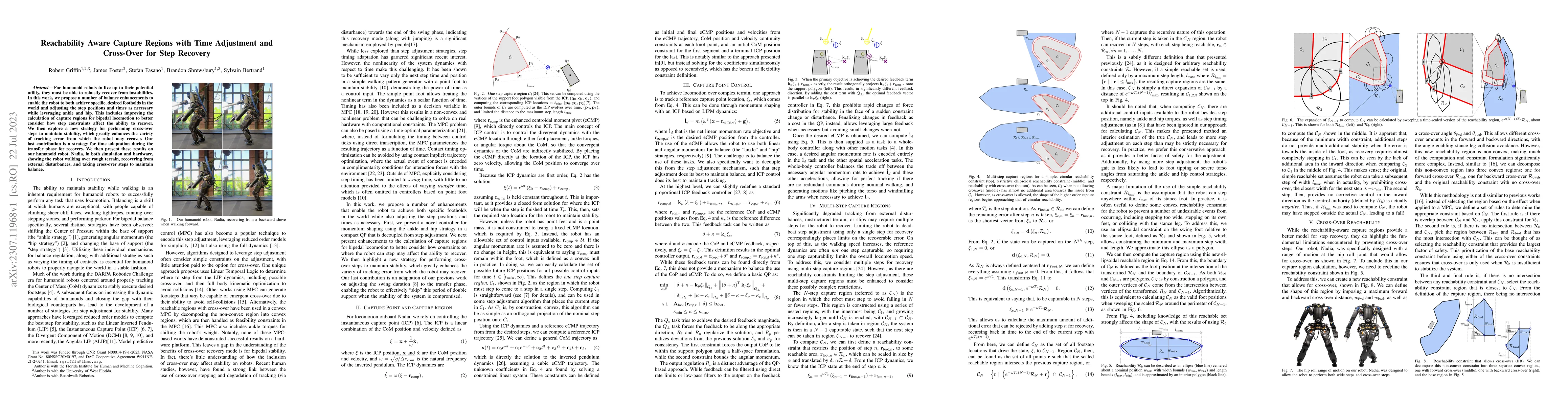 Thumbnail for Reachability Aware Capture Regions with Time Adjustment and Cross-Over
  for Step Recovery