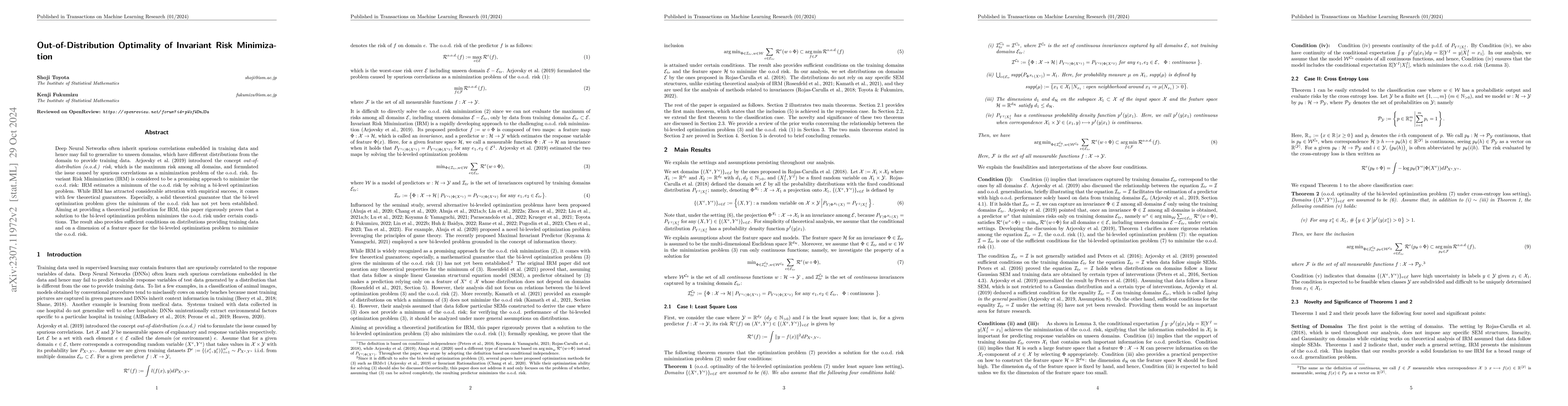 Thumbnail for Out-of-Distribution Optimality of Invariant Risk Minimization