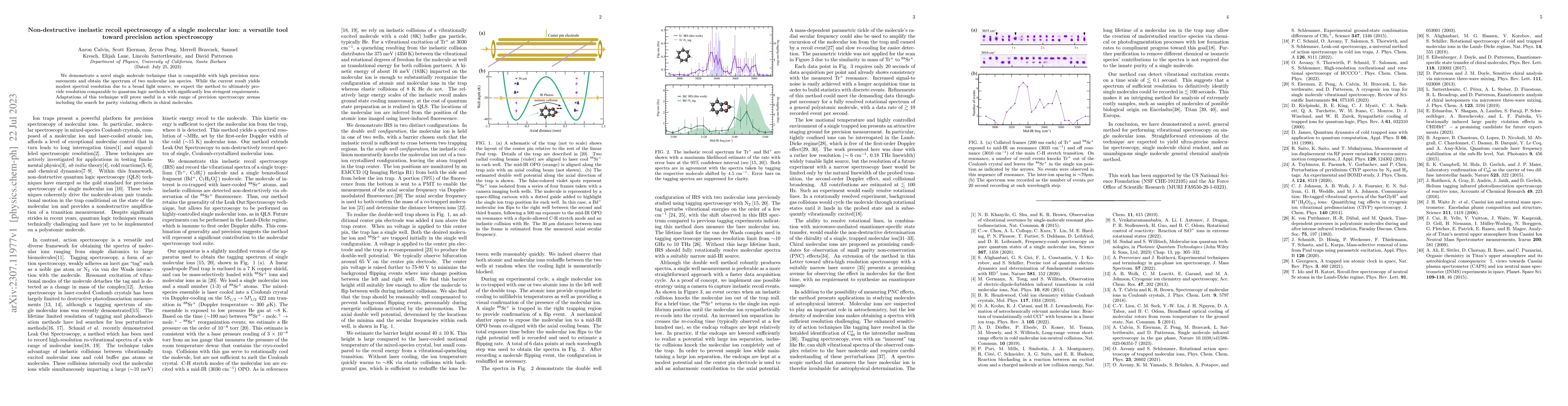 Thumbnail for Non-destructive inelastic recoil spectroscopy of a single molecular ion:
  a versatile tool toward precision action spectroscopy