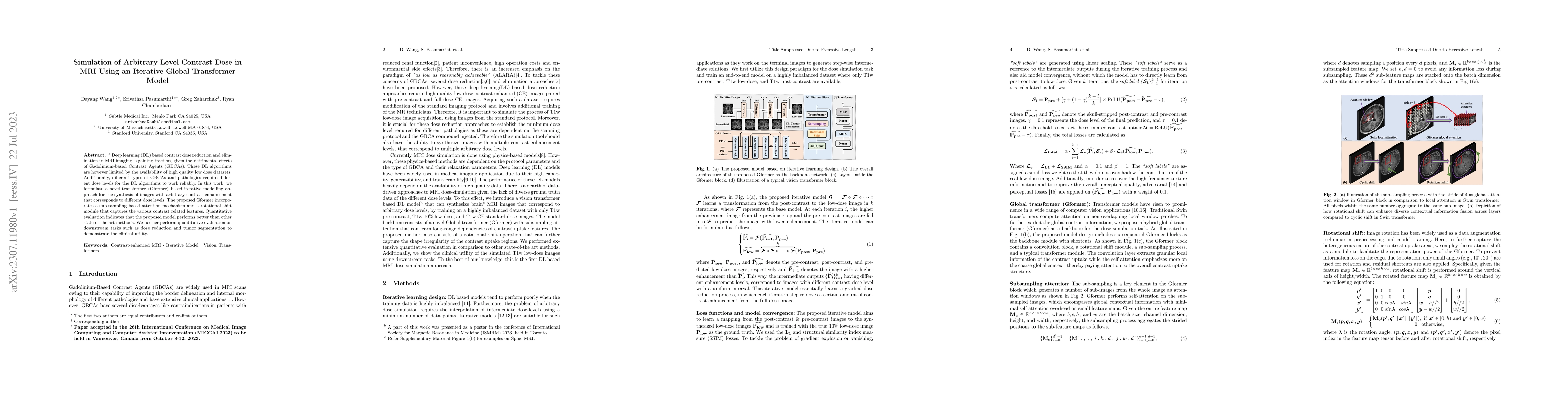 Thumbnail for Simulation of Arbitrary Level Contrast Dose in MRI Using an Iterative
  Global Transformer Model