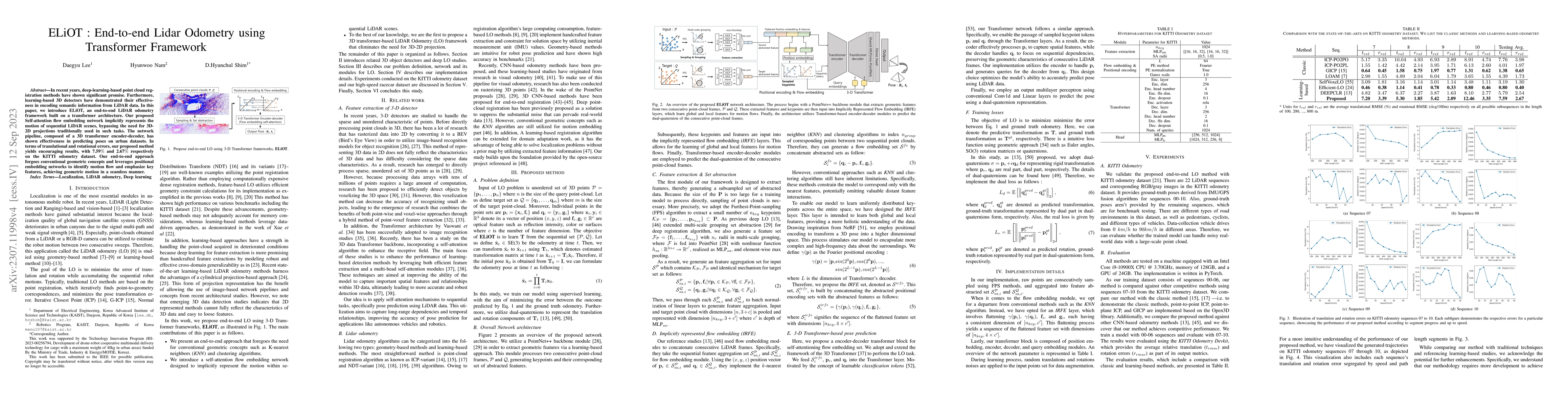Thumbnail for ELiOT : End-to-end Lidar Odometry using Transformer Framework