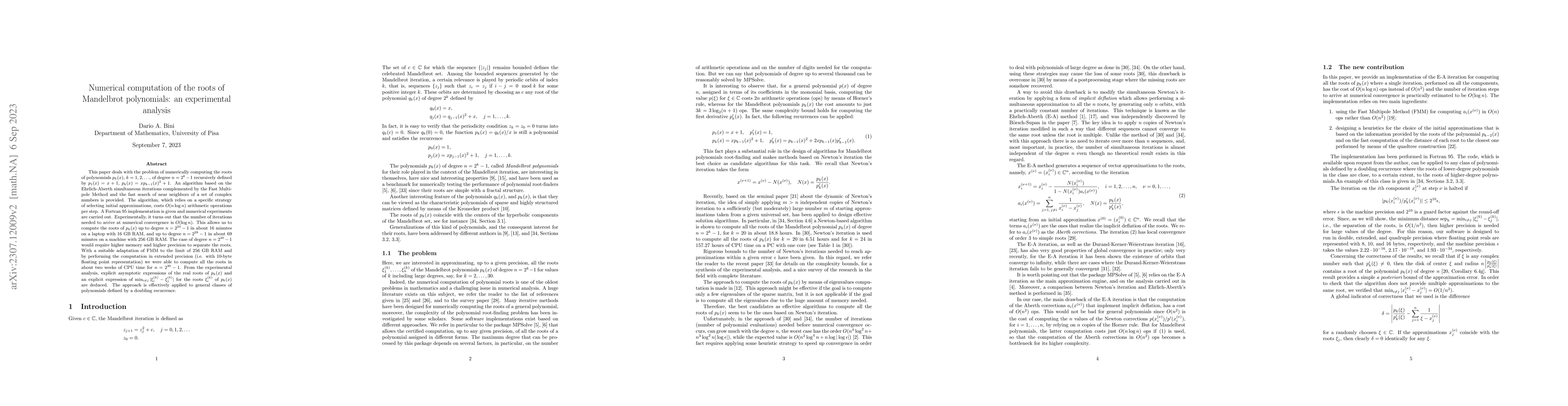 Thumbnail for Numerical computation of the roots of Mandelbrot polynomials: an
  experimental analysis