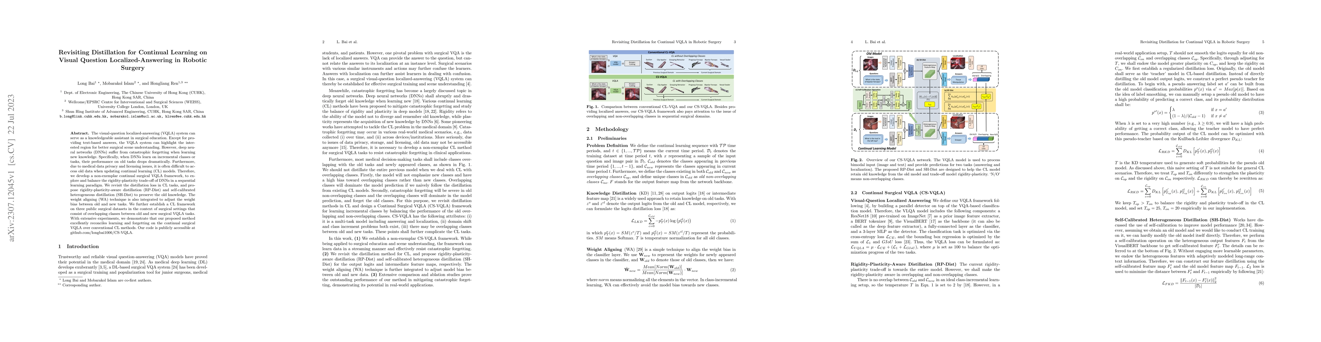 Thumbnail for Revisiting Distillation for Continual Learning on Visual Question
  Localized-Answering in Robotic Surgery