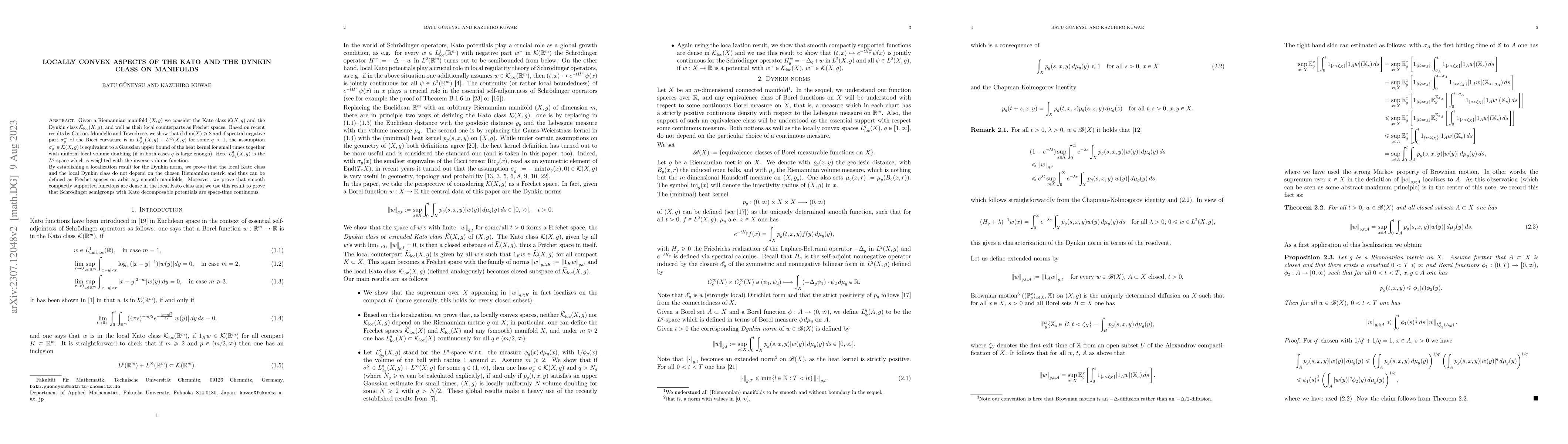 Thumbnail for Locally convex aspects of the Kato and the Dynkin class on manifolds