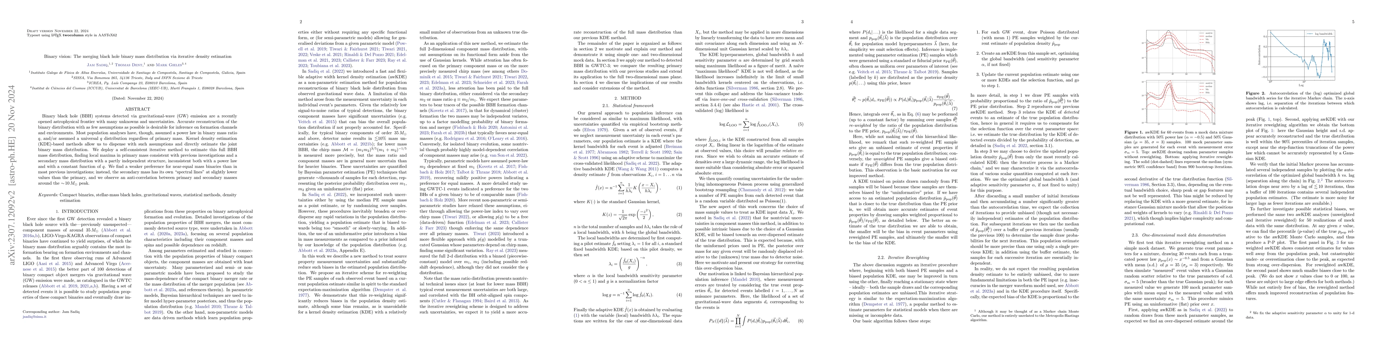 Thumbnail for Binary vision: The merging black hole binary mass distribution via
  iterative density estimation