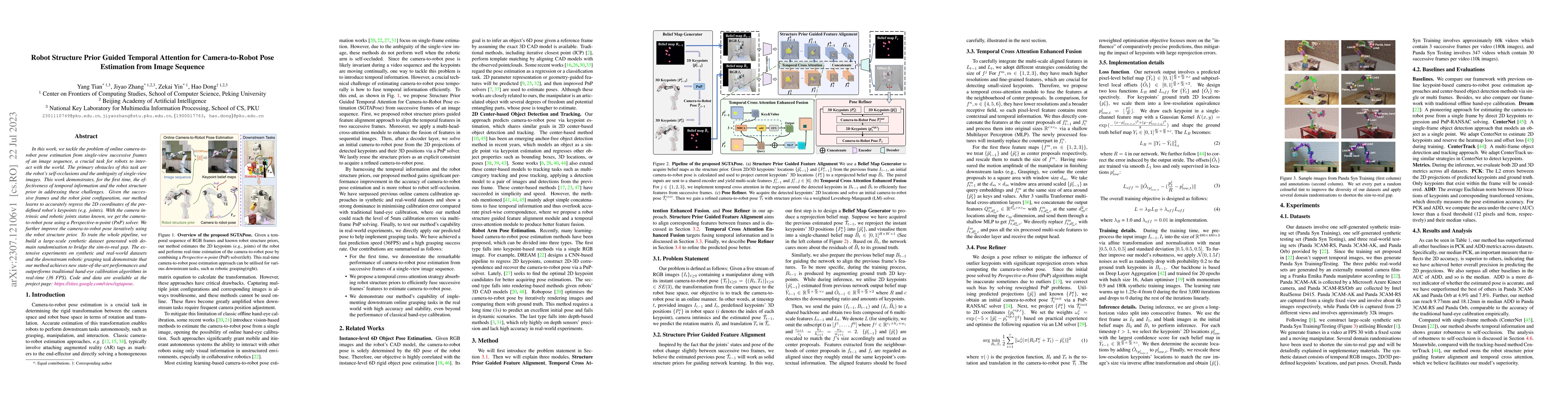 Thumbnail for Robot Structure Prior Guided Temporal Attention for Camera-to-Robot Pose
  Estimation from Image Sequence
