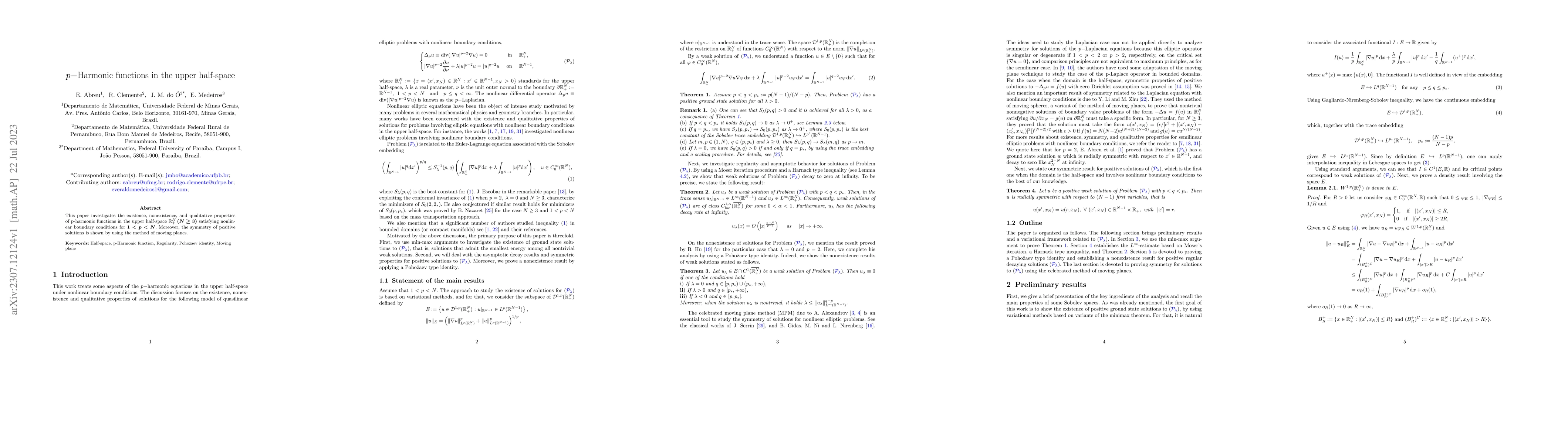 Thumbnail for $p-$Harmonic functions in the upper half-space