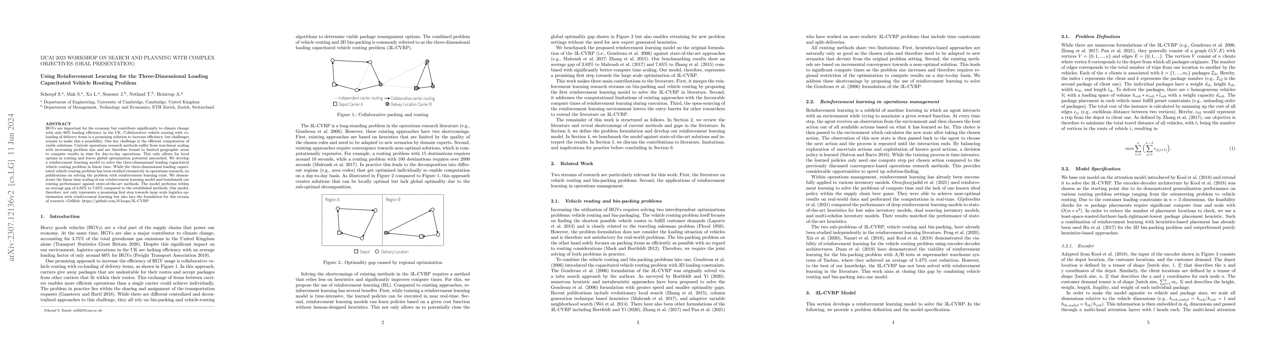 Thumbnail for Using Reinforcement Learning for the Three-Dimensional Loading
  Capacitated Vehicle Routing Problem