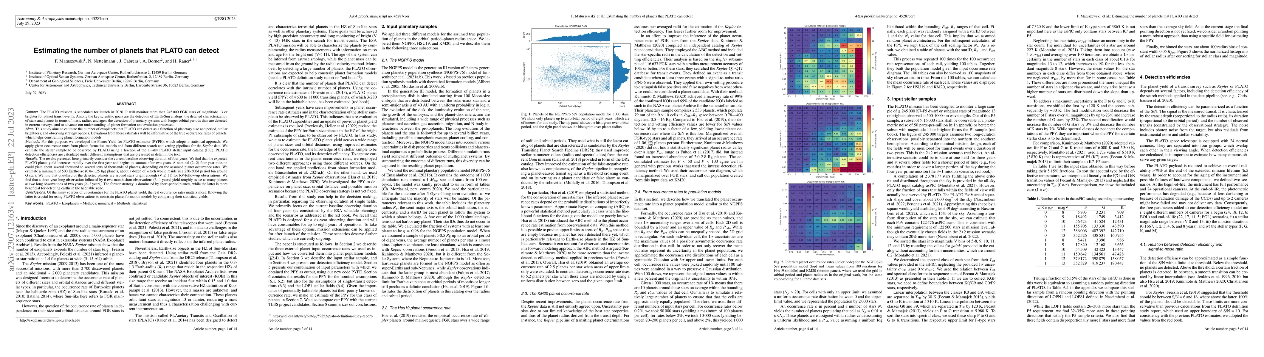 Thumbnail for Estimating the number of planets that PLATO can detect