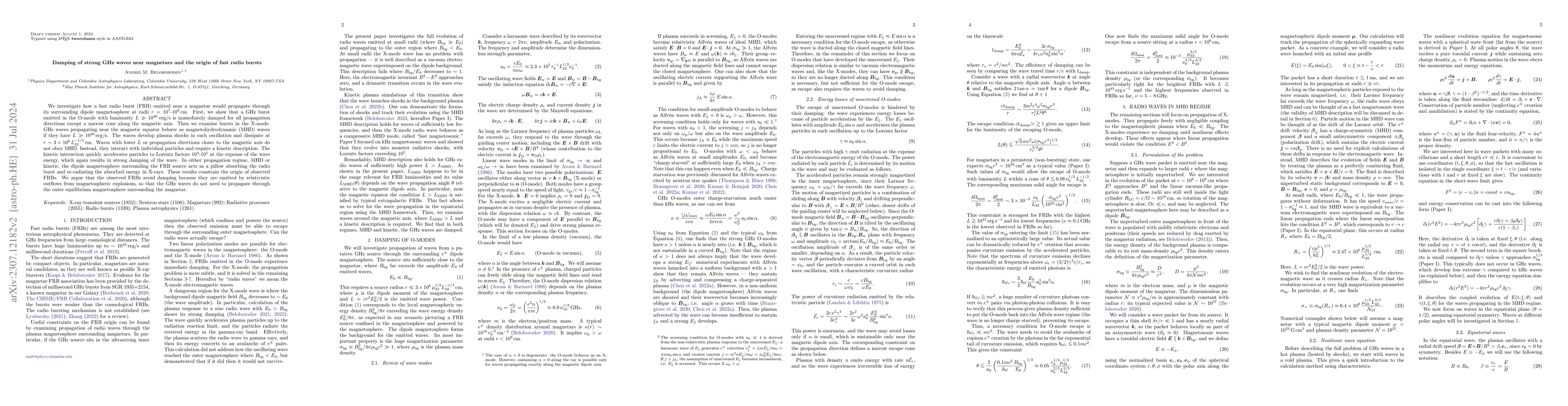 Thumbnail for Damping of strong GHz waves near magnetars and the origin of fast radio
  bursts