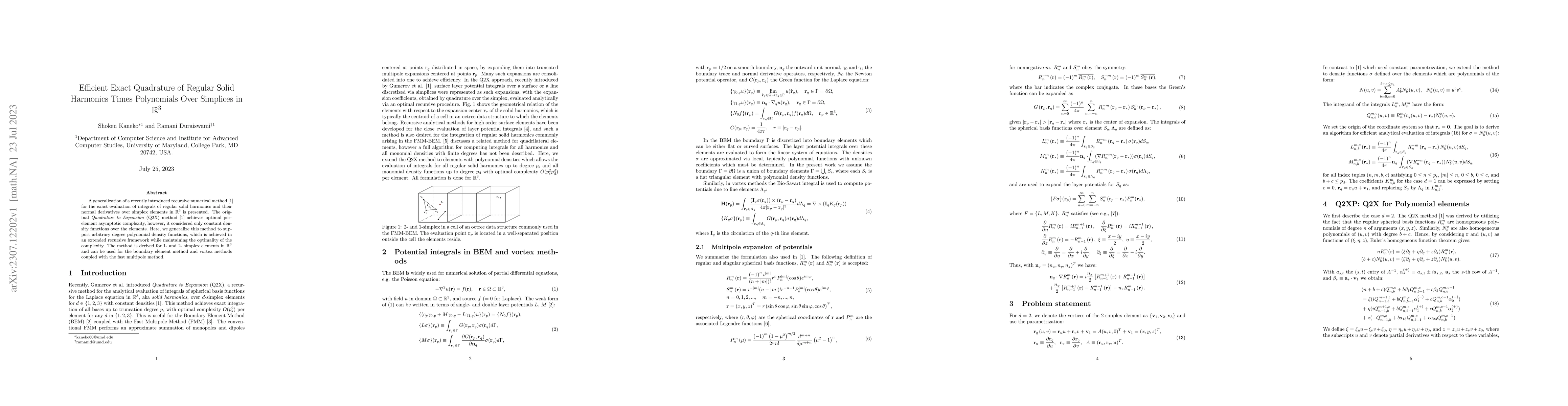 Thumbnail for Efficient Exact Quadrature of Regular Solid Harmonics Times Polynomials
  Over Simplices in $\mathbb{R}^3$