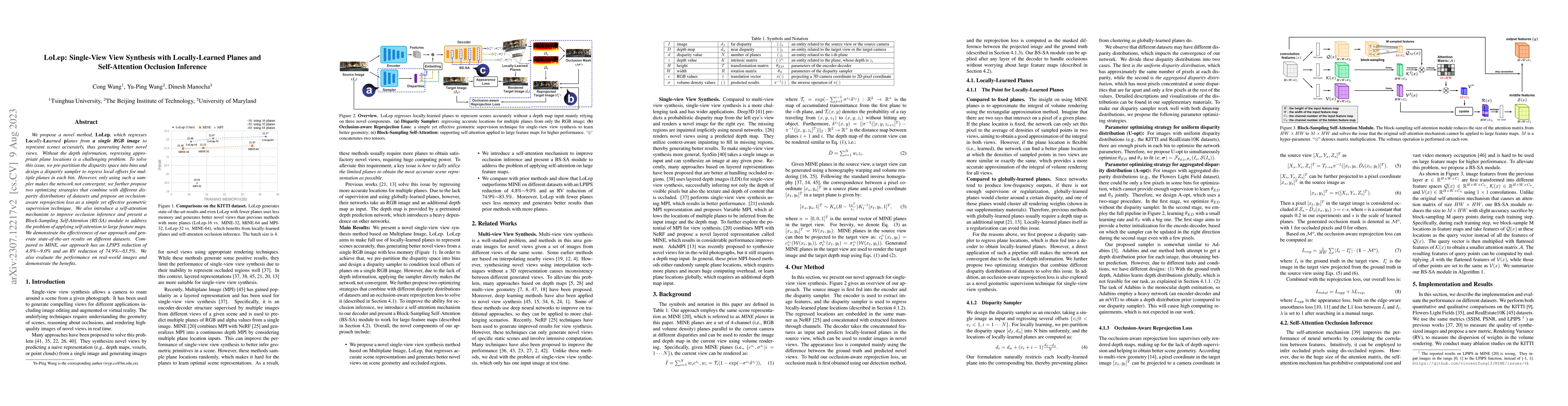 Thumbnail for LoLep: Single-View View Synthesis with Locally-Learned Planes and
  Self-Attention Occlusion Inference