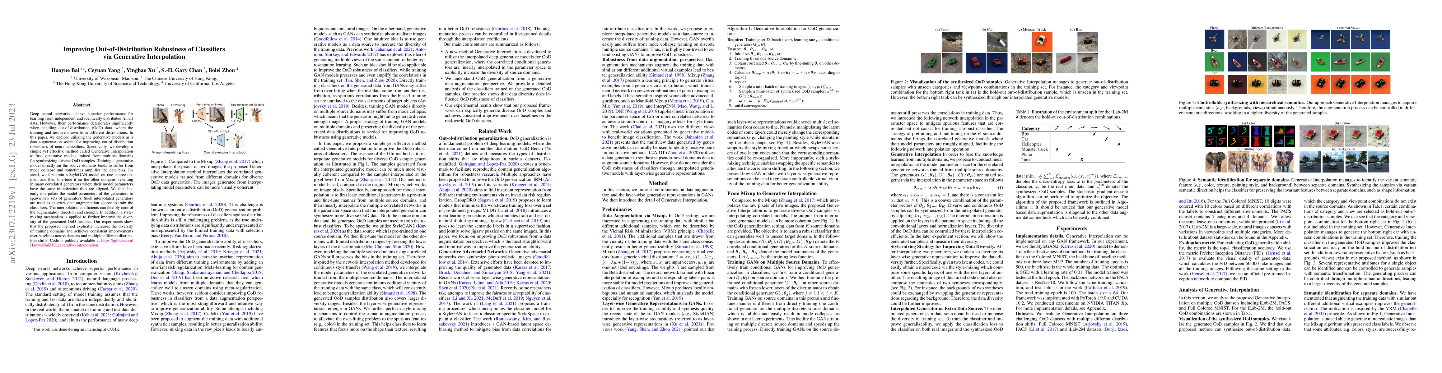 Thumbnail for Improving Out-of-Distribution Robustness of Classifiers via Generative
  Interpolation