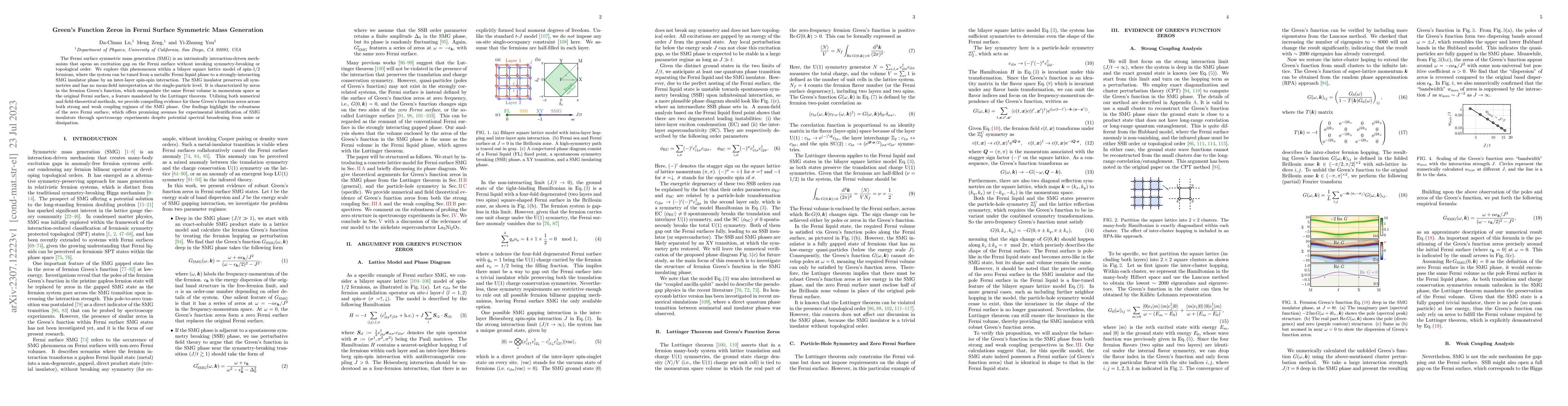 Thumbnail for Green's Function Zeros in Fermi Surface Symmetric Mass Generation