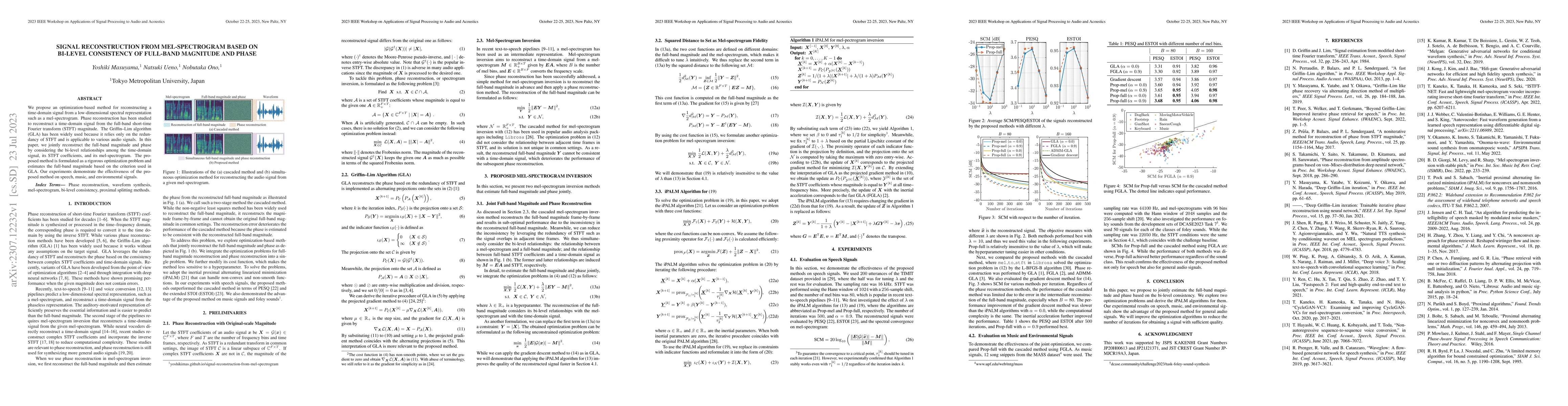 Thumbnail for Signal Reconstruction from Mel-spectrogram Based on Bi-level Consistency
  of Full-band Magnitude and Phase