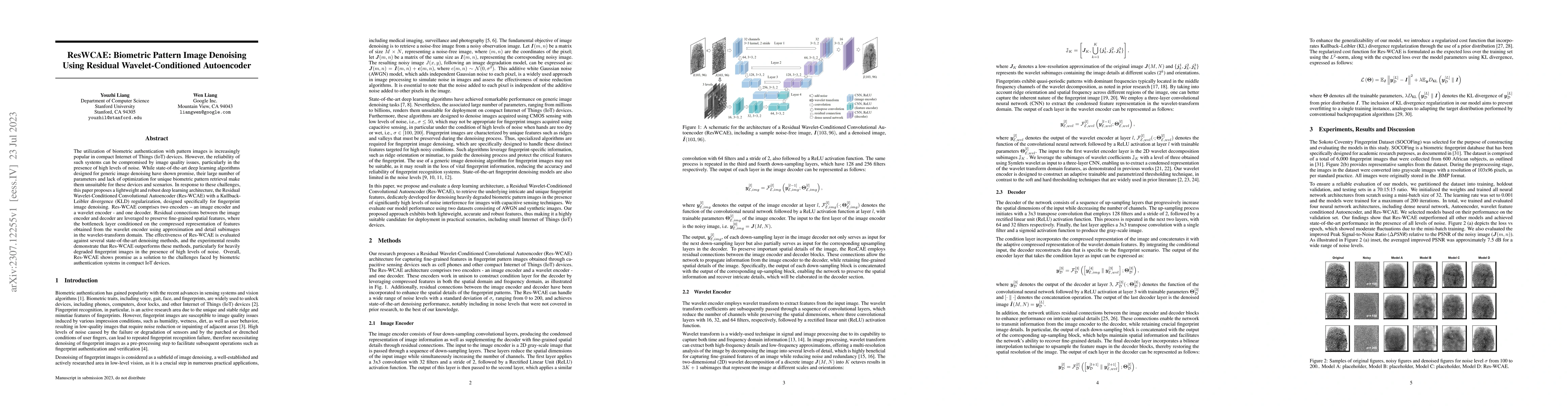 Thumbnail for ResWCAE: Biometric Pattern Image Denoising Using Residual
  Wavelet-Conditioned Autoencoder