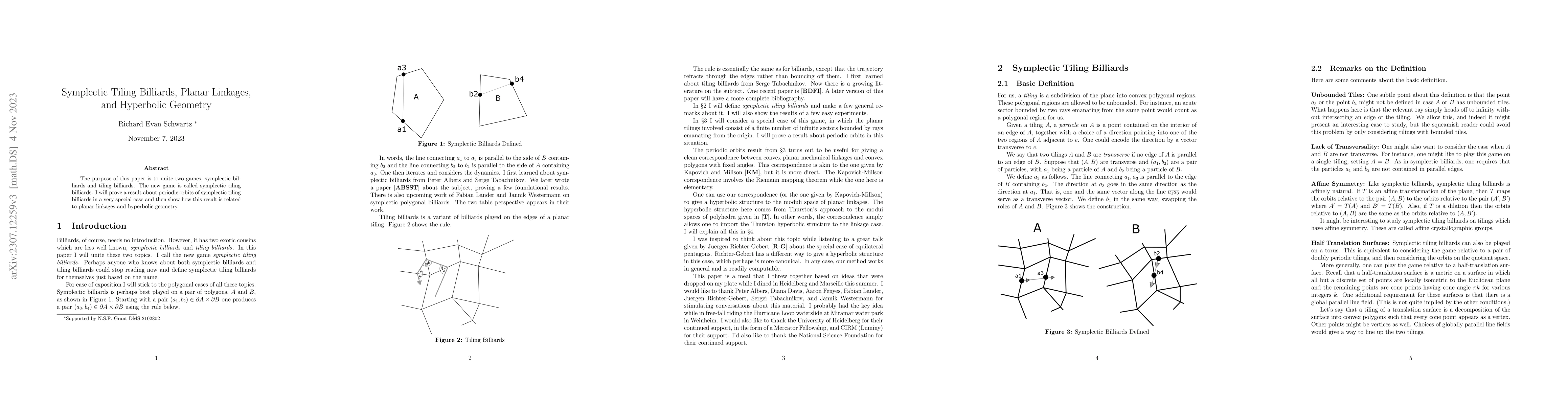 Thumbnail for Symplectic Tiling Billiards, Planar Linkages, and Hyperbolic Geometry