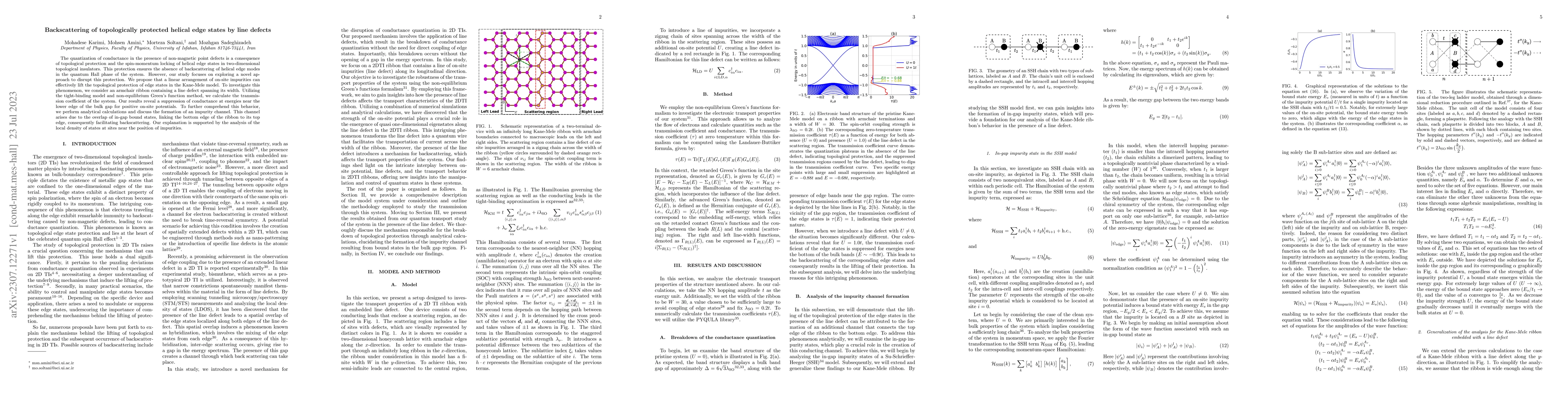 Thumbnail for Backscattering of topologically protected helical edge states by line
  defects