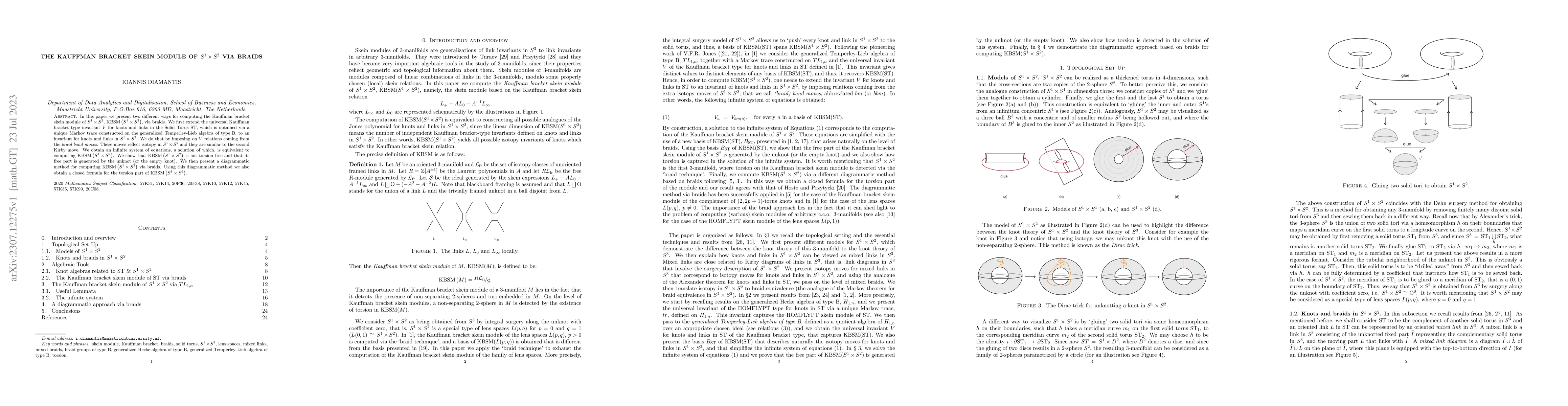 Thumbnail for The Kauffman bracket skein module of $S^1\times S^2$ via braids