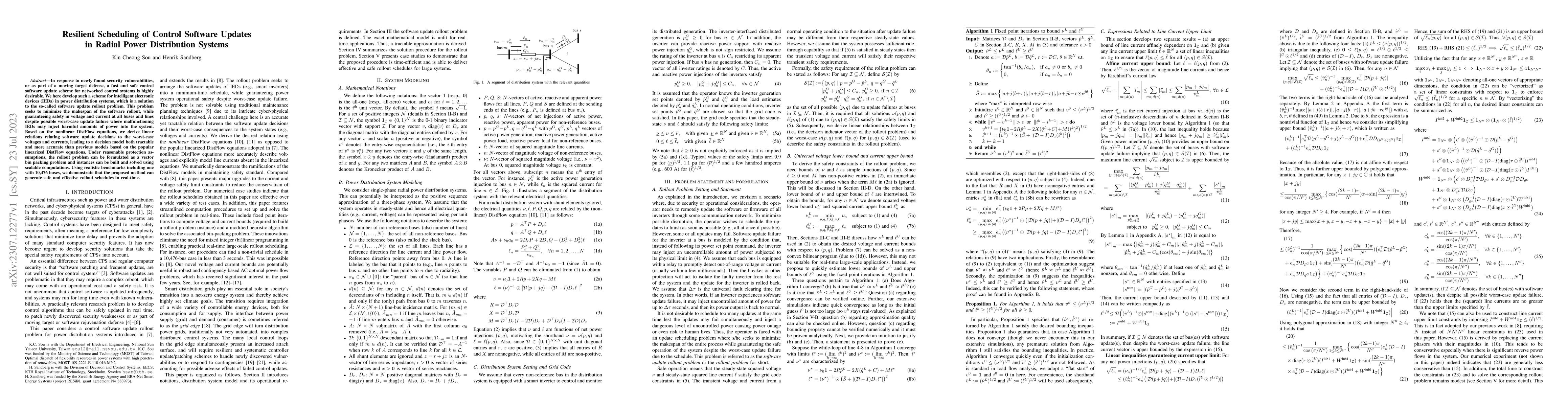 Thumbnail for Resilient Scheduling of Control Software Updates in Radial Power
  Distribution Systems