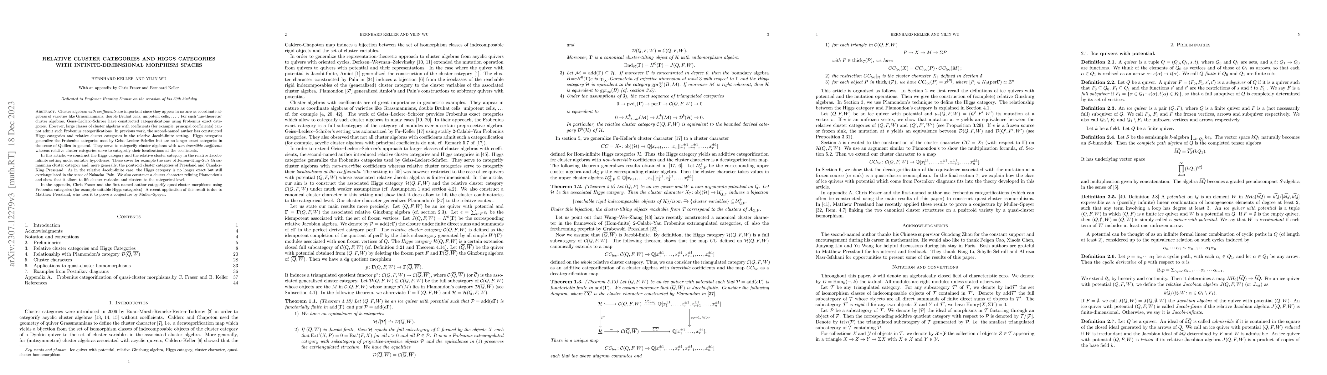 Thumbnail for Relative cluster categories and Higgs categories with
  infinite-dimensional morphism spaces
