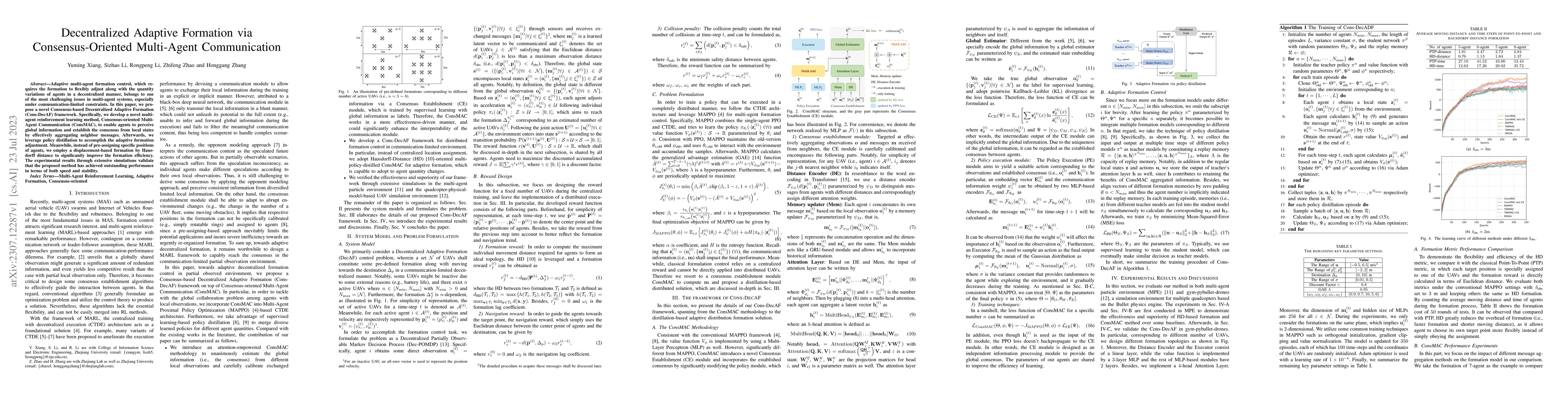 Thumbnail for Decentralized Adaptive Formation via Consensus-Oriented Multi-Agent
  Communication