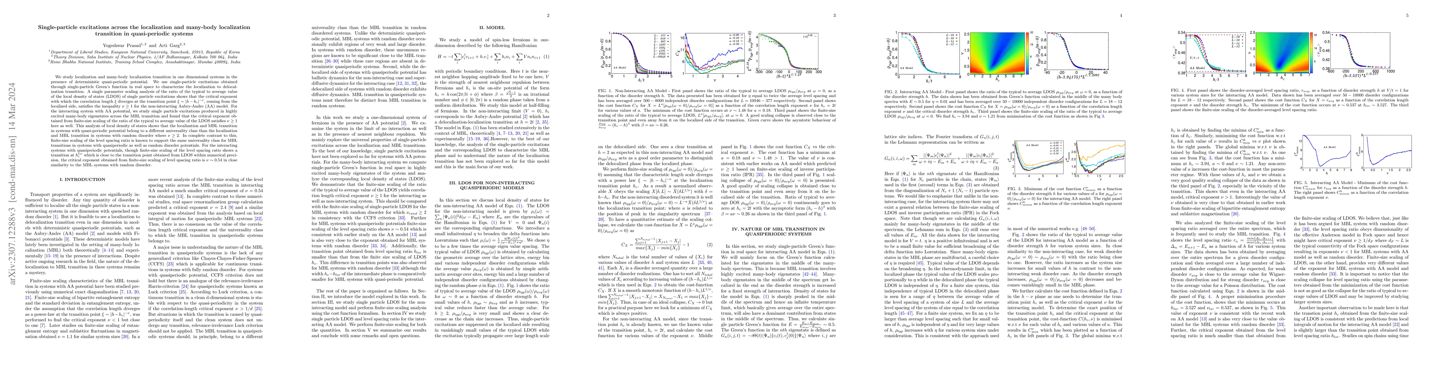 Thumbnail for Single-particle excitations across the localization and many-body
  localization transition in quasi-periodic systems