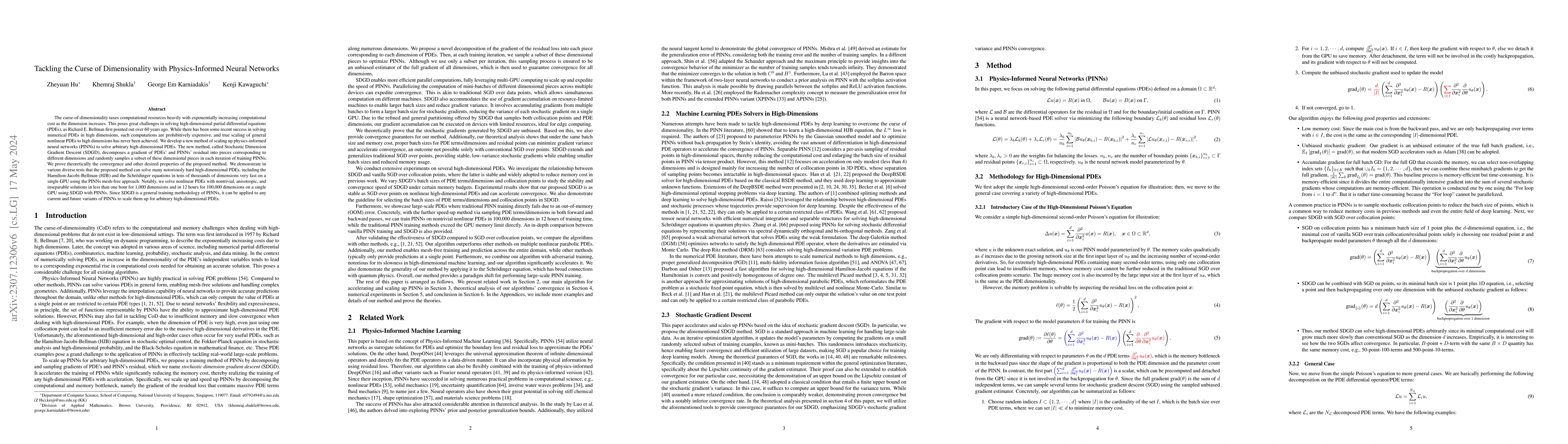 Thumbnail for Tackling the Curse of Dimensionality with Physics-Informed Neural
  Networks