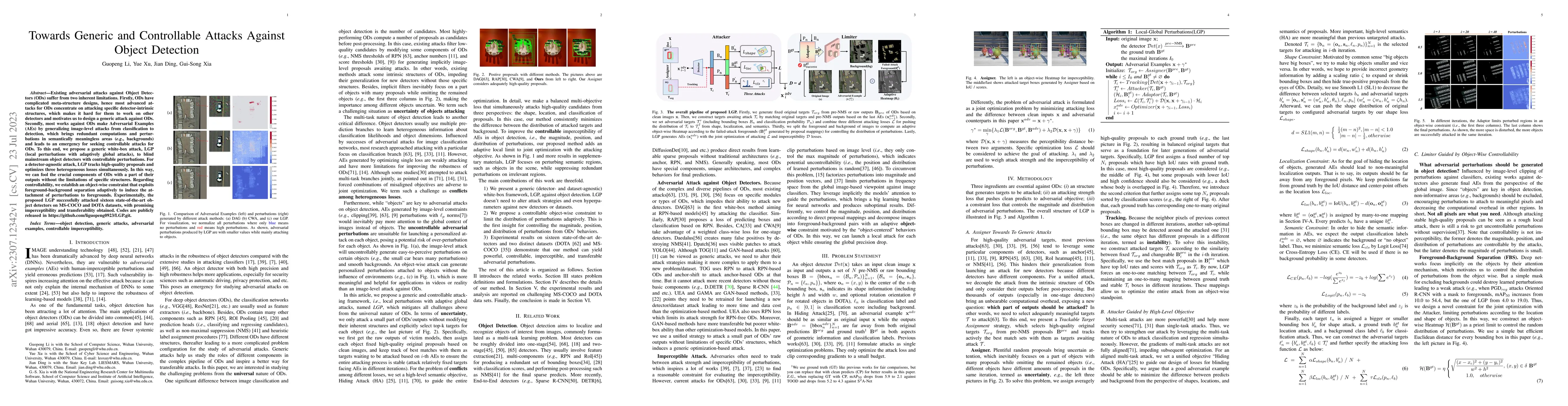 Thumbnail for Towards Generic and Controllable Attacks Against Object Detection
