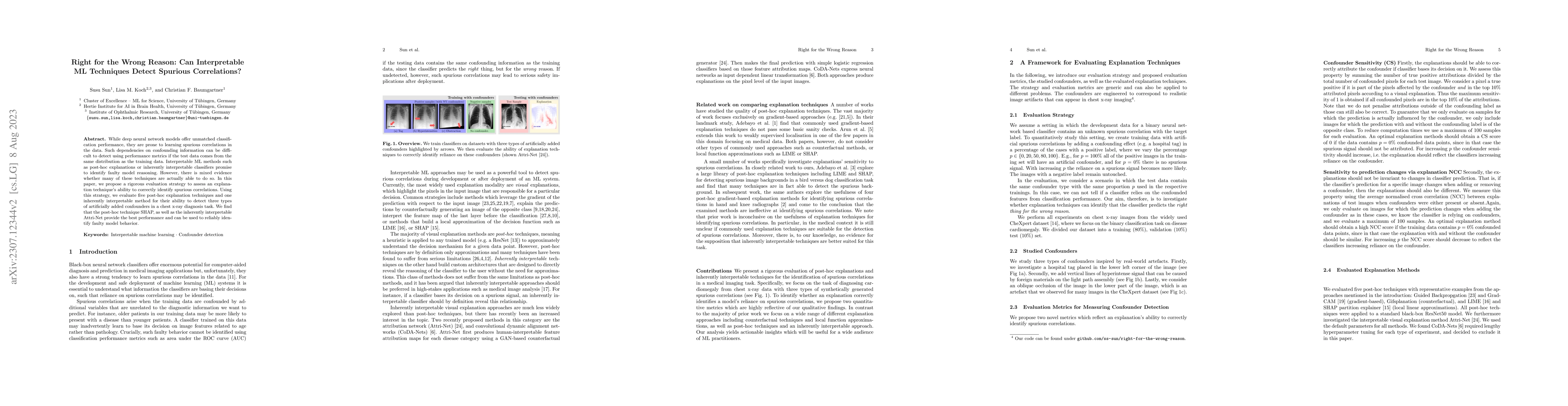 Thumbnail for Right for the Wrong Reason: Can Interpretable ML Techniques Detect
  Spurious Correlations?