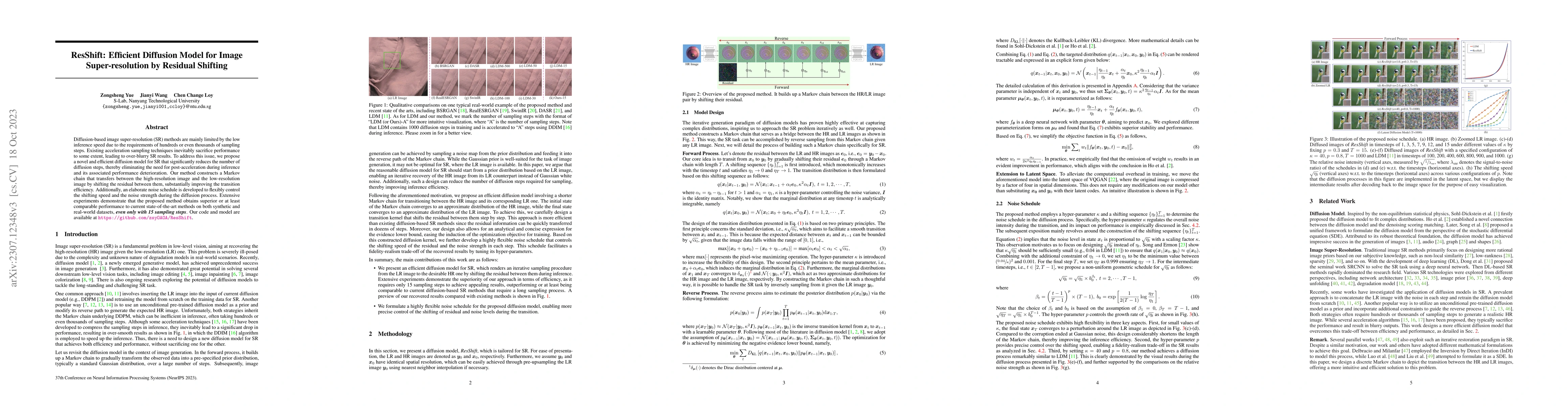 Thumbnail for ResShift: Efficient Diffusion Model for Image Super-resolution by
  Residual Shifting