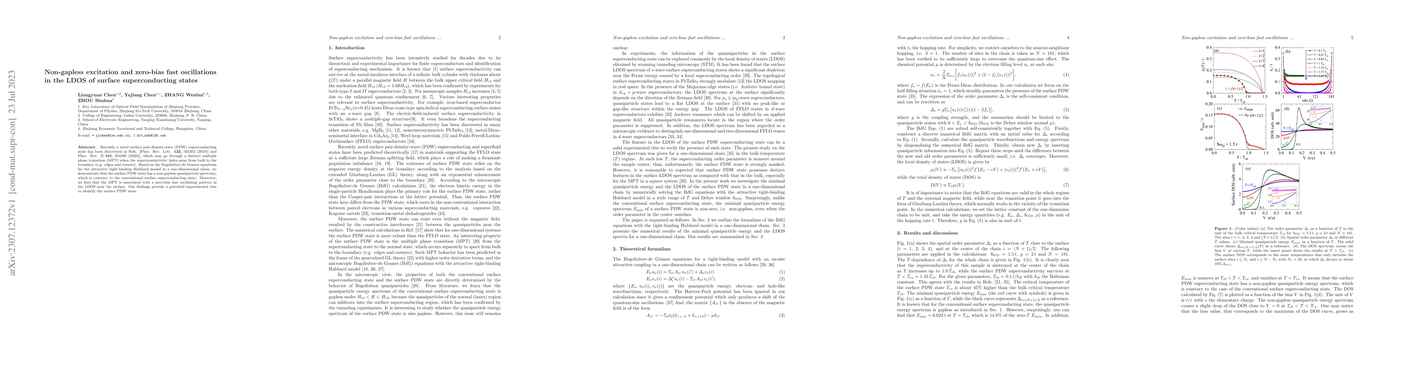 Thumbnail for Non-gapless excitation and zero-bias fast oscillations in the LDOS of
  surface superconducting states