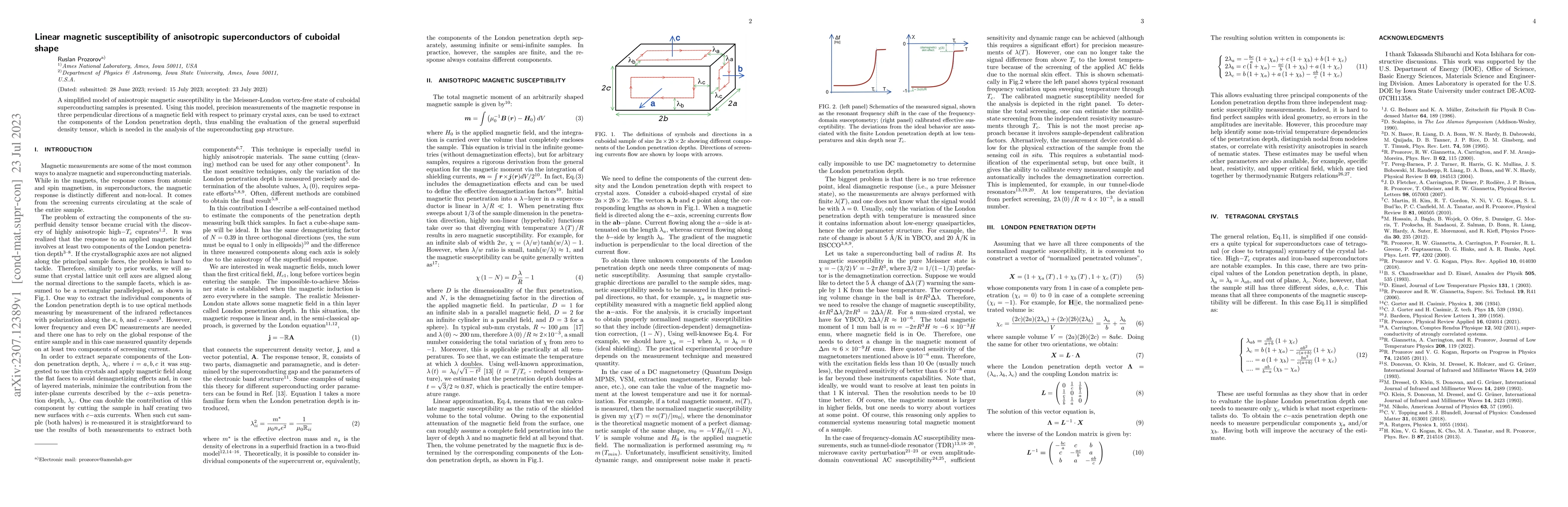 Thumbnail for Linear magnetic susceptibility of anisotropic superconductors of
  cuboidal shape