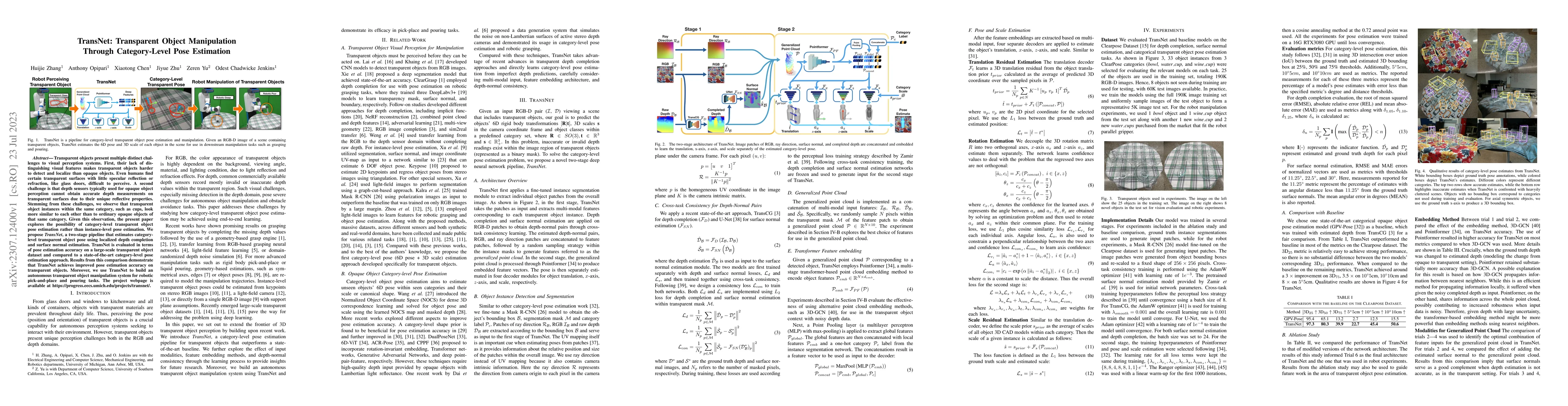 Thumbnail for TransNet: Transparent Object Manipulation Through Category-Level Pose
  Estimation
