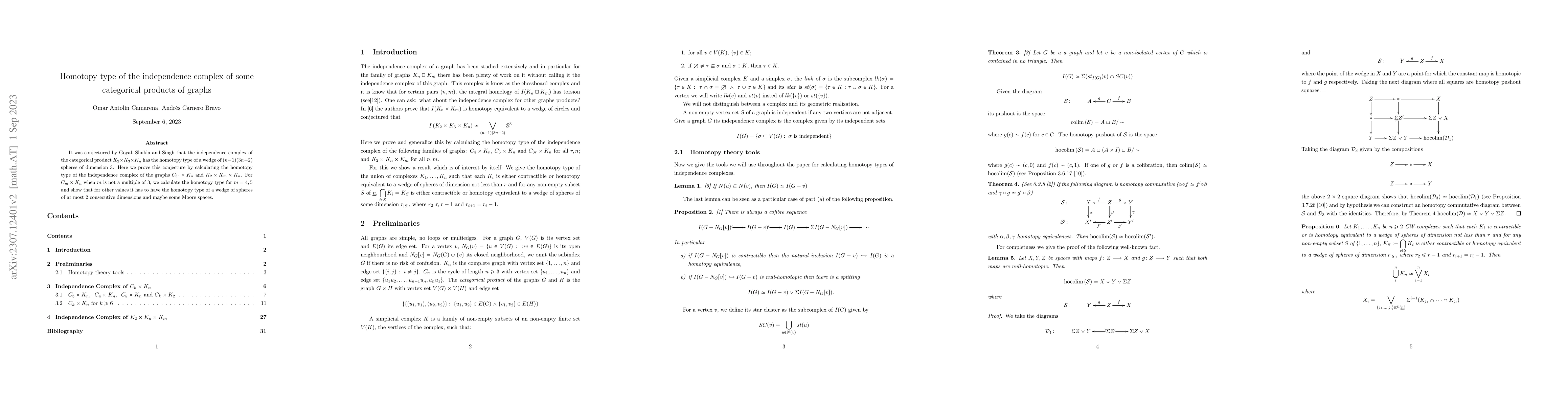 Thumbnail for Homotopy type of the independence complex of some categorical products
  of graphs
