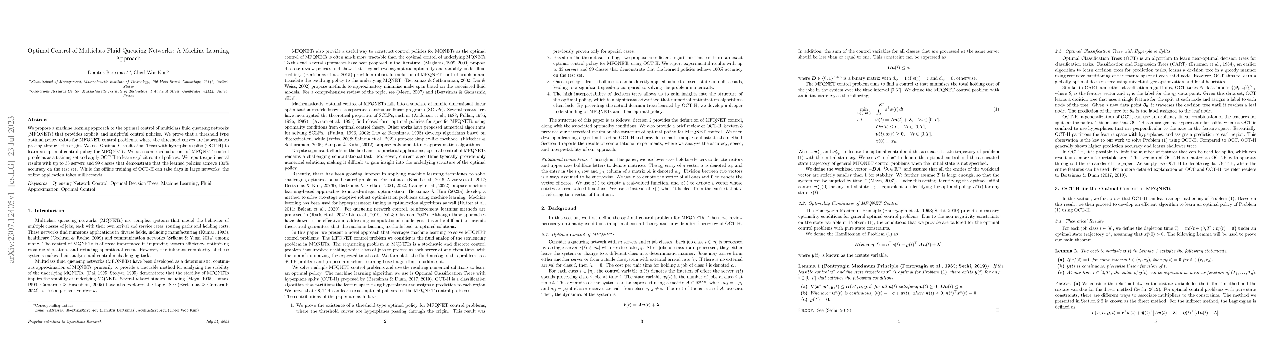 Thumbnail for Optimal Control of Multiclass Fluid Queueing Networks: A Machine
  Learning Approach