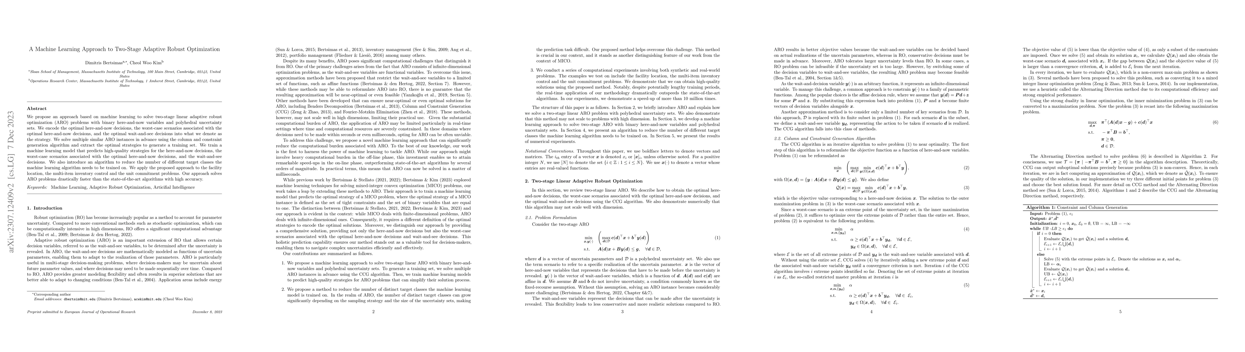 Thumbnail for A Machine Learning Approach to Two-Stage Adaptive Robust Optimization
