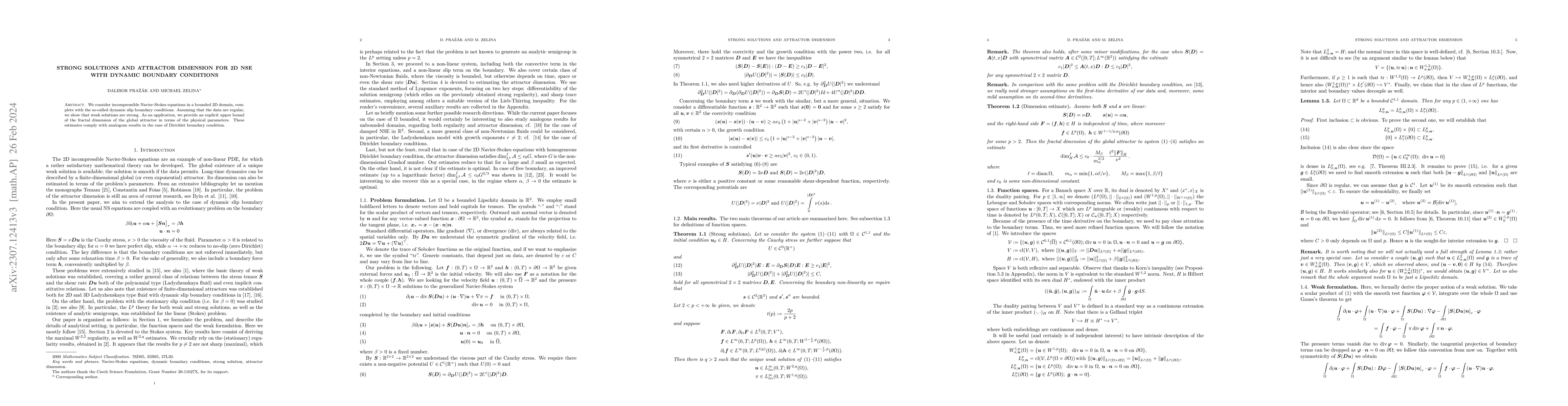 Thumbnail for Strong solutions and attractor dimension for 2D NSE with dynamic
  boundary conditions