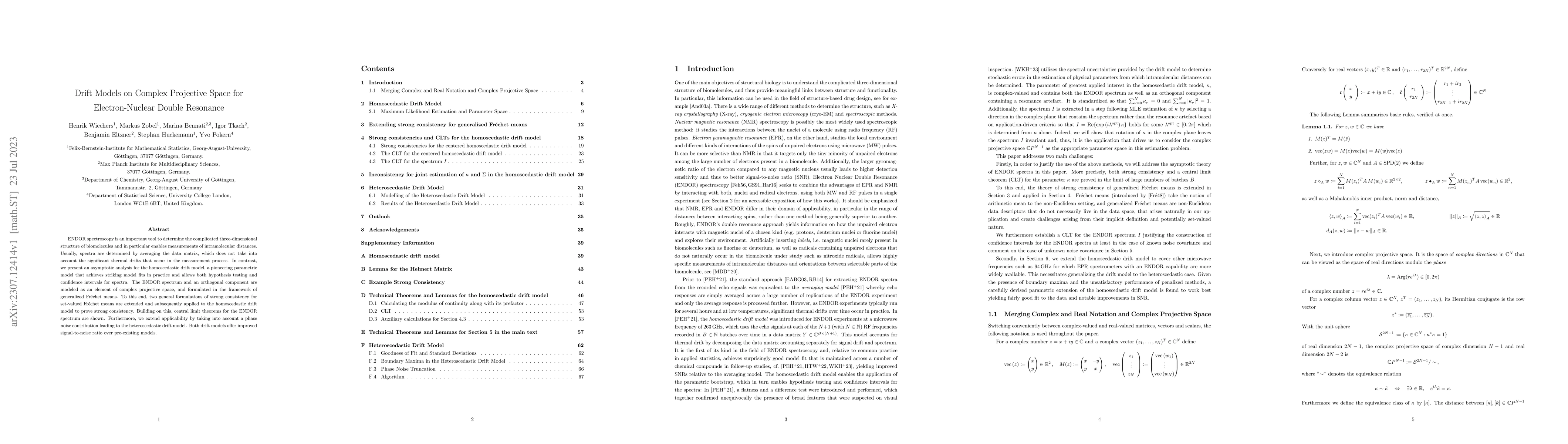 Thumbnail for Drift Models on Complex Projective Space for Electron-Nuclear Double
  Resonance