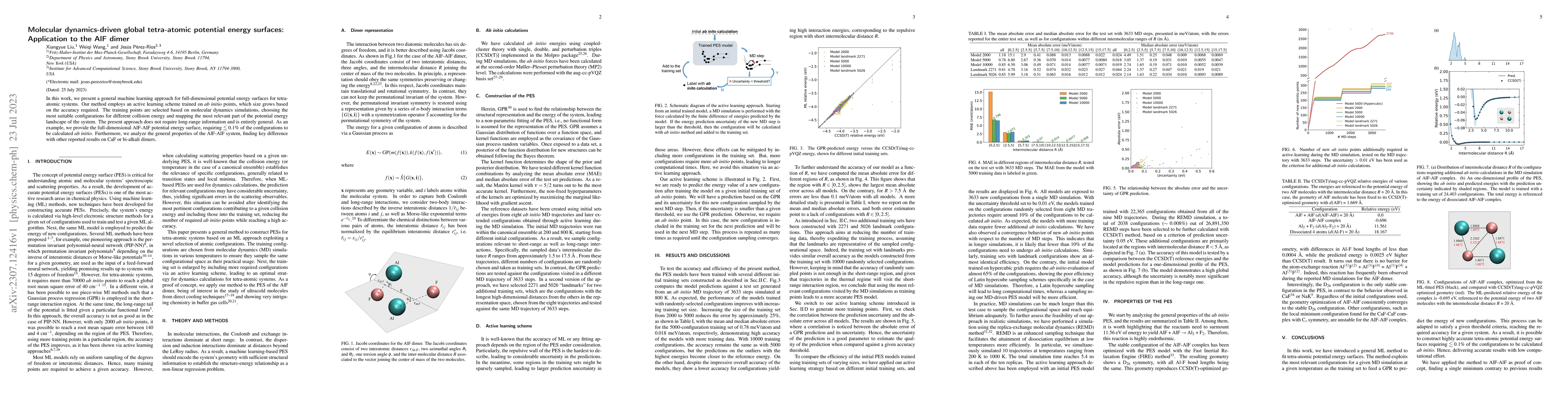 Thumbnail for Molecular dynamics-driven global tetra-atomic potential energy surfaces:
  Application to the AlF dimer