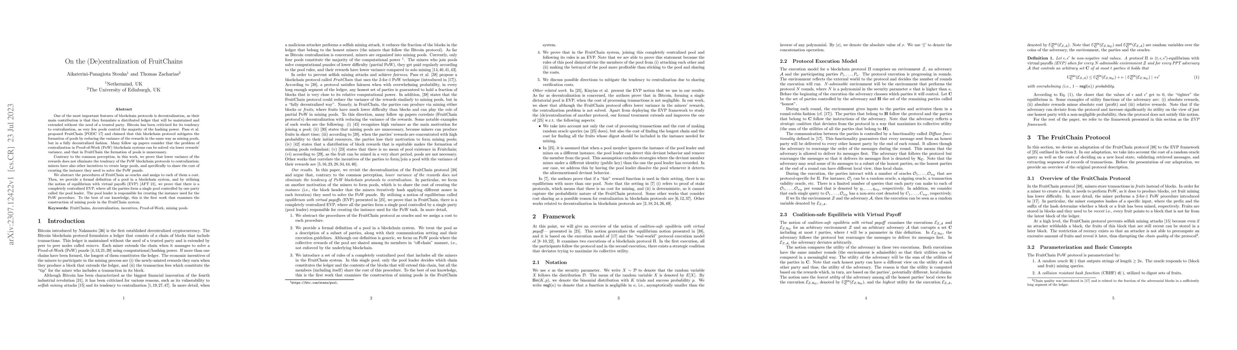 Thumbnail for On the (De)centralization of FruitChains
