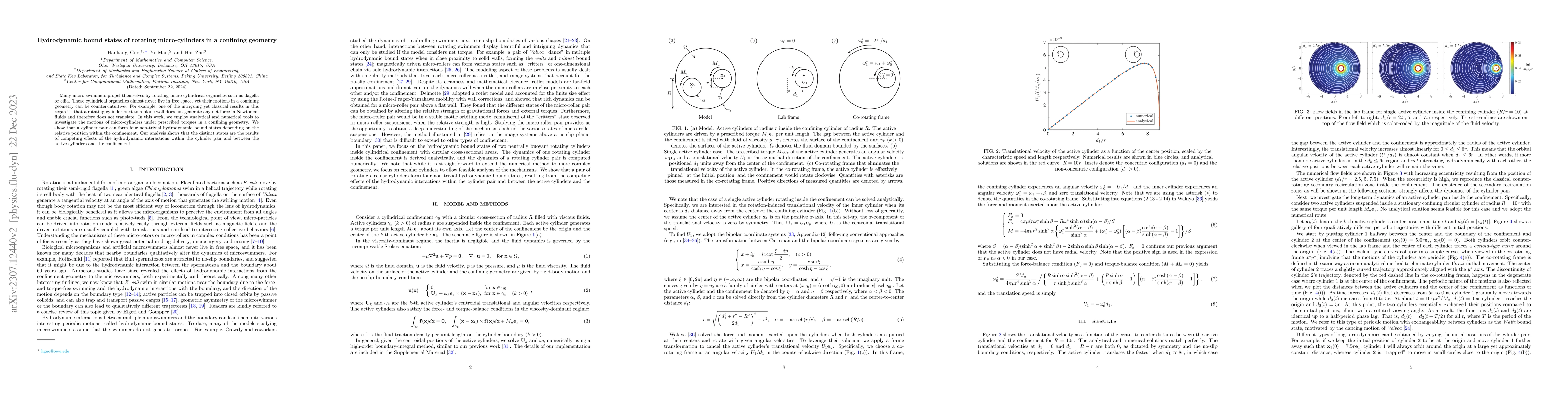Thumbnail for Hydrodynamic bound states of rotating micro-cylinders in a confining
  geometry